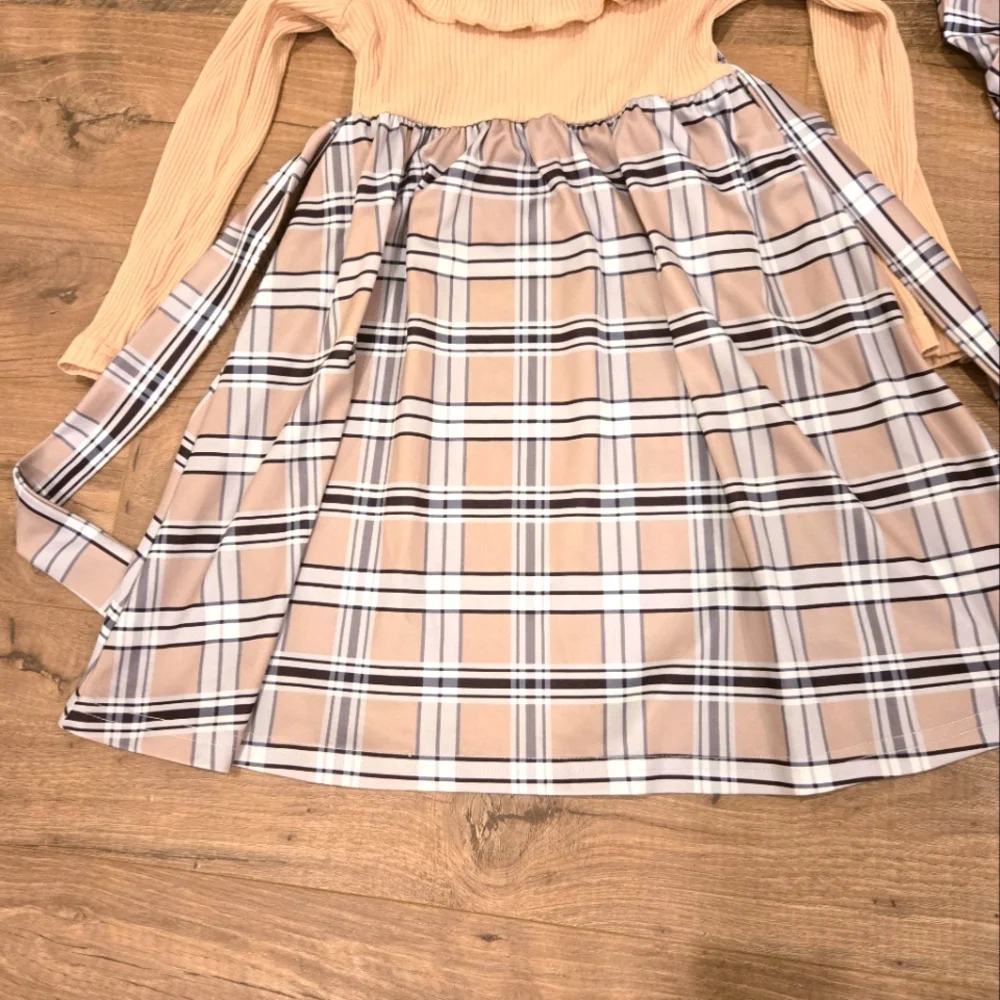 Girls Chic Preppy Retro Ruffle‎ Plaid Dress And Beret Outfit Size 6 EUC